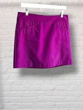 MEXX Magenta Purple Faux Suede Mini Skirt Exposed Zipper Size 6 Preppy Festival